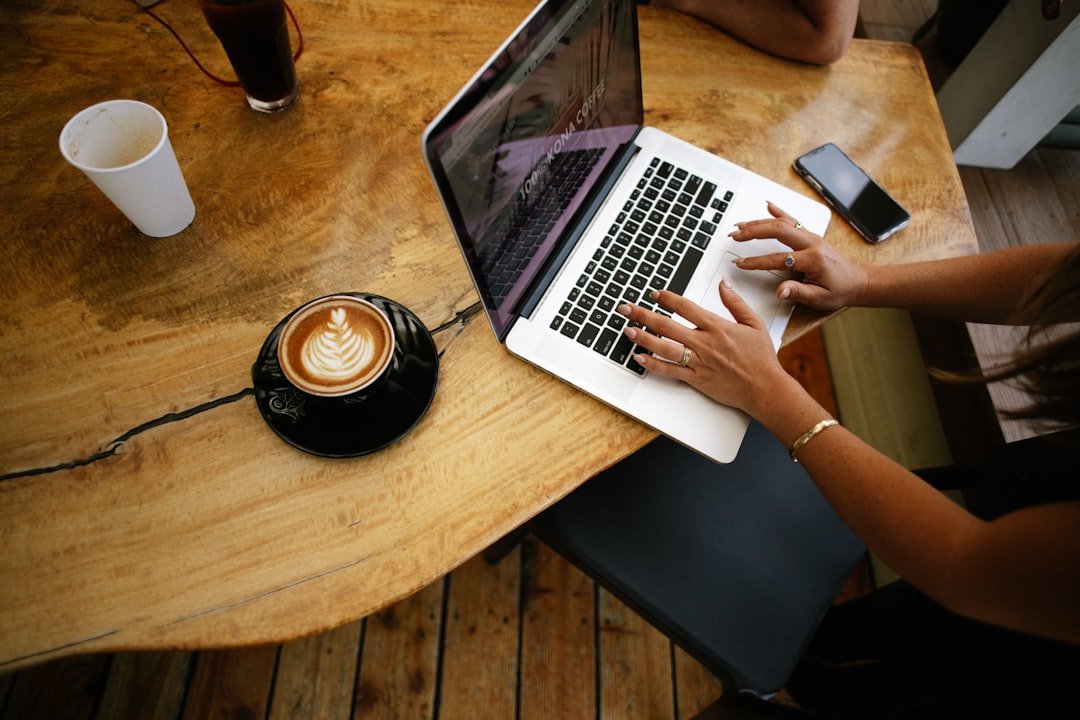 freelancer working laptop coffee