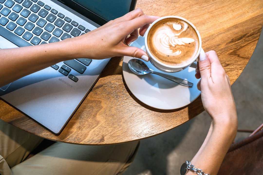 freelancer working laptop coffee