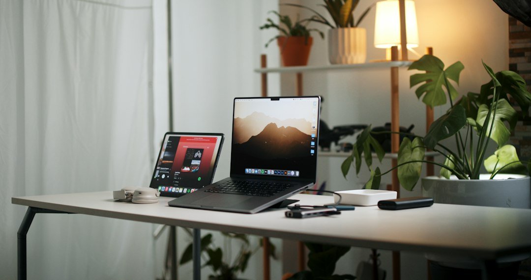 laptop computer workspace minimal setup
