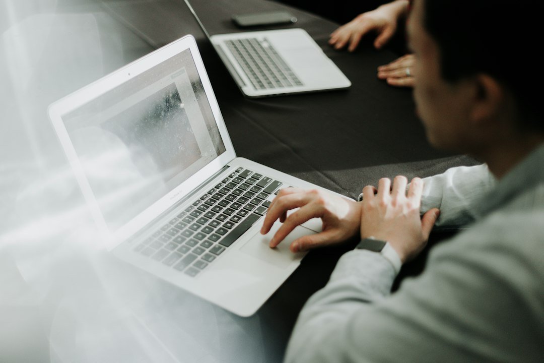 laptop networking professional workspace