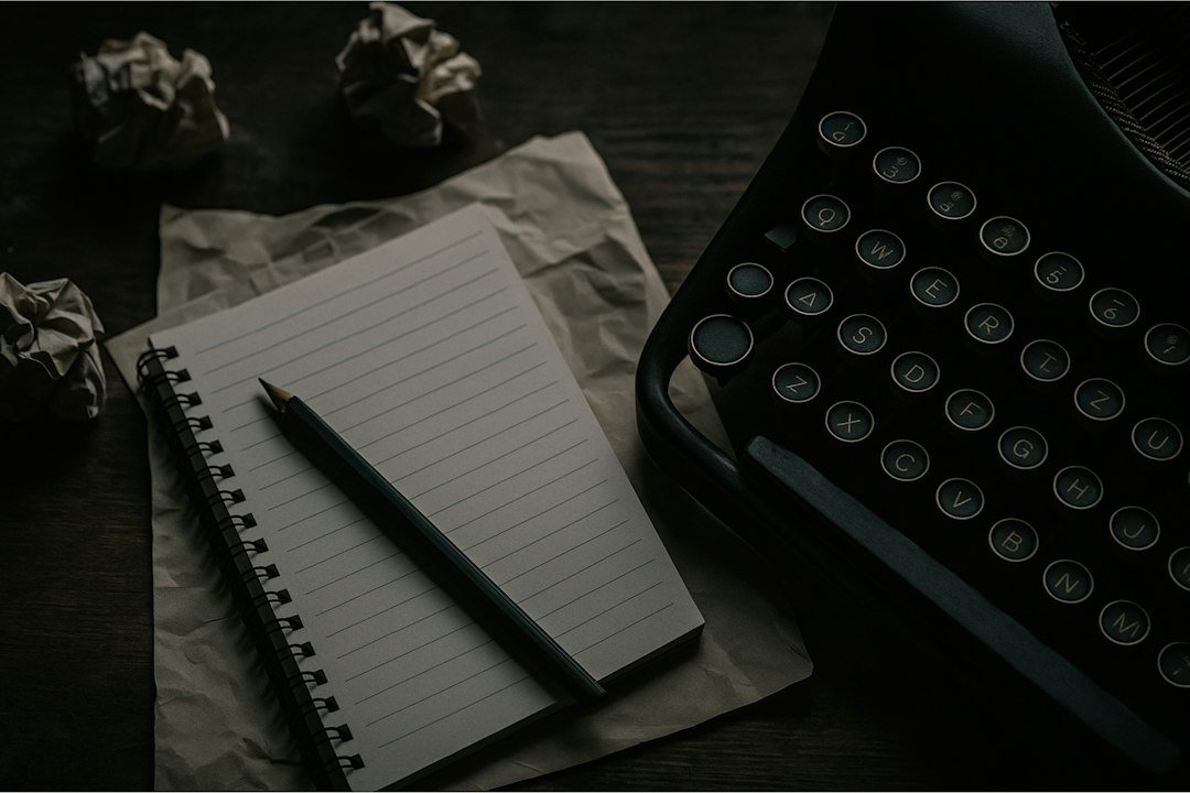 writer brainstorming notebook desk